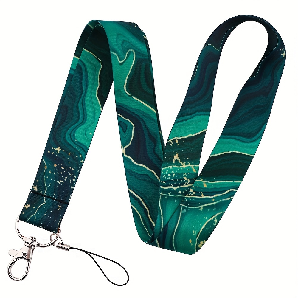 Green Fabric Lanyard ID Badge Key Holder Case Pocket Neck Strap