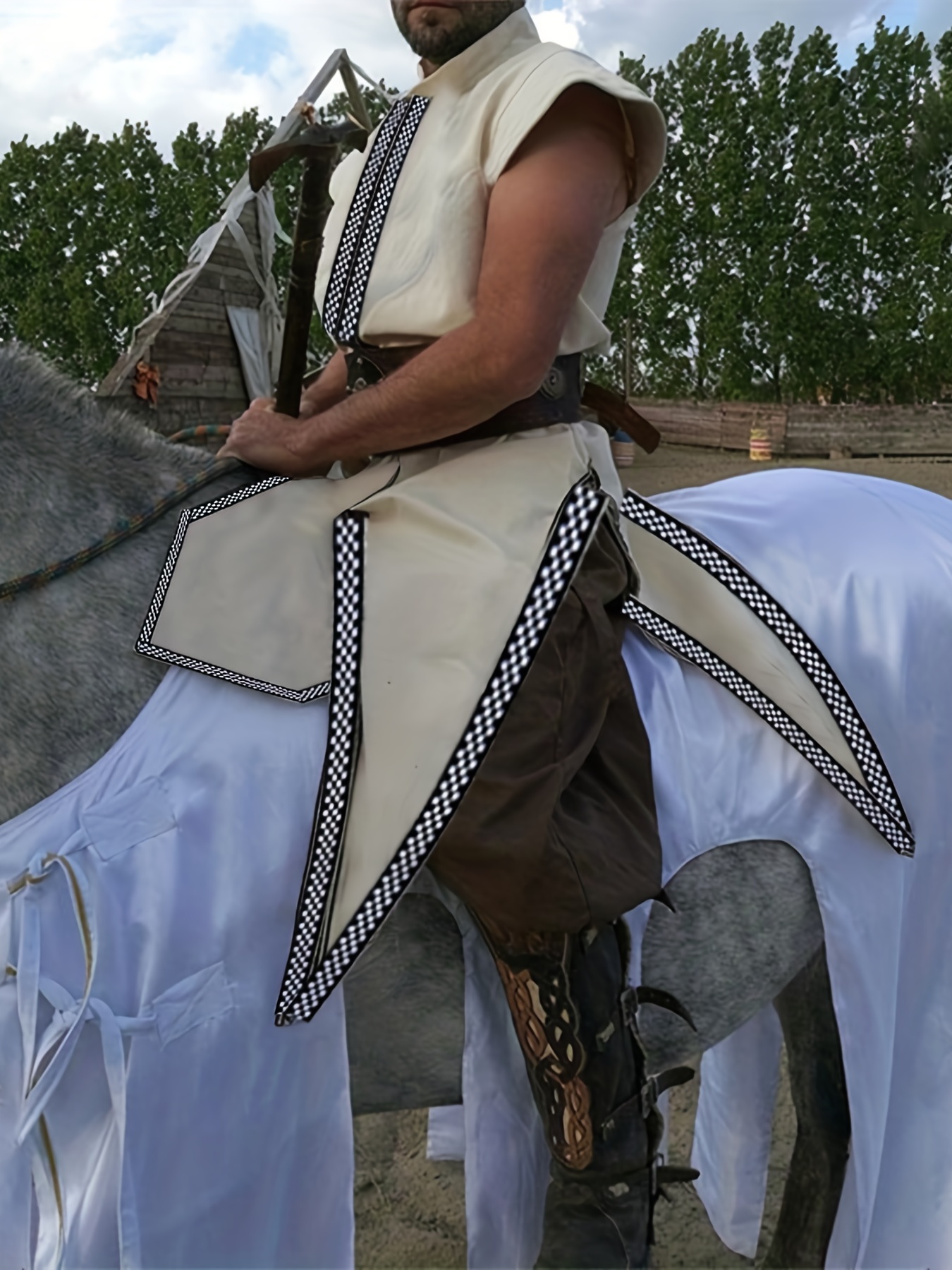 Plus Size Medieval Renaissance Men's Vest & Robe Tops, Knight