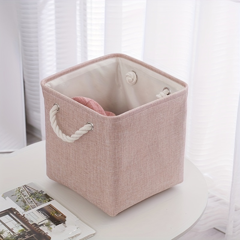 1pc Portable Linen Fabric Storage Basket - Dustproof, Simple Solid Color Organizer For Home & Rv Accessories Rv Bedding