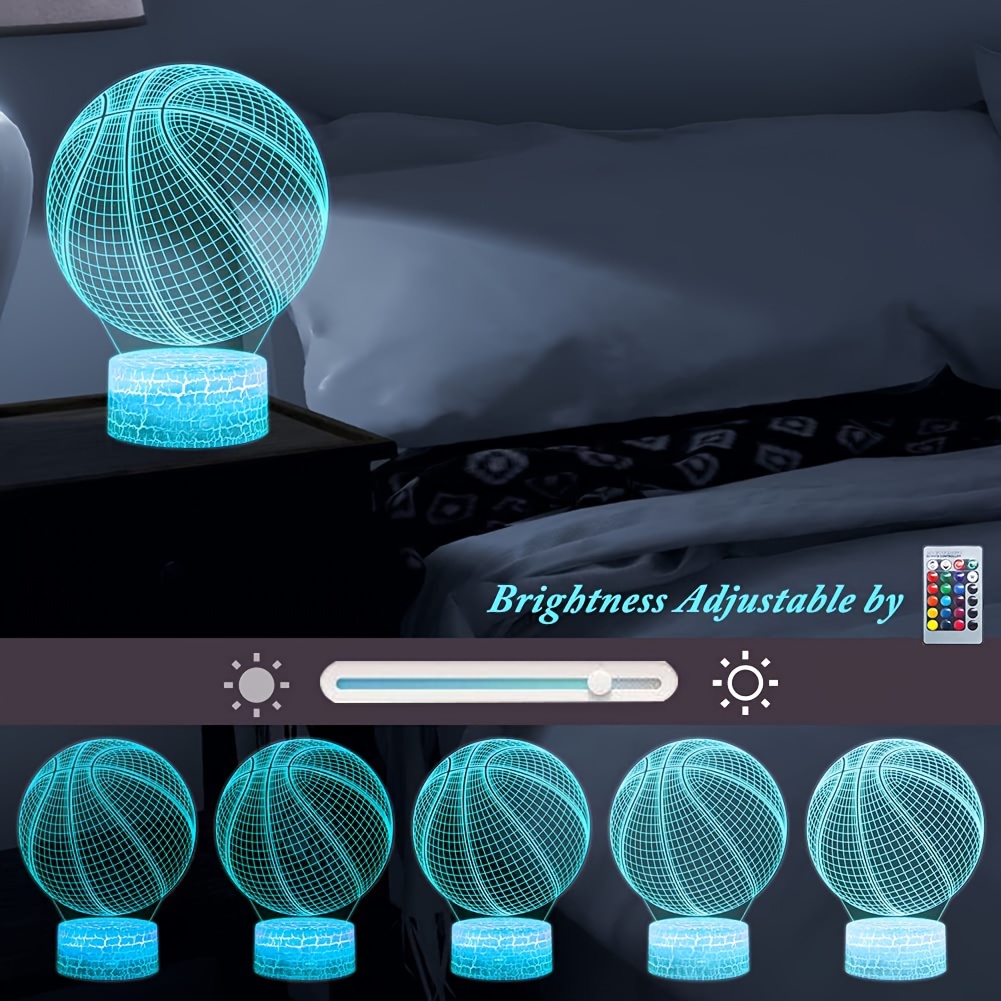 1pc 3D-Illusionslampe Basketball-Stimmungslicht 16 Farbwechsel Acryl-LED- Nachtlicht USB-Kabel Schlafzimmer Schreibtischdekoration - Temu Austria