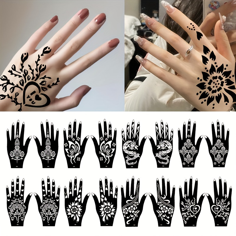 Airbrush Nail Art Stickers Self-Adhesive Decal Reusable Nail Tattoo  Template Airbrush Stencils Silder Salon Manicure Accessoires