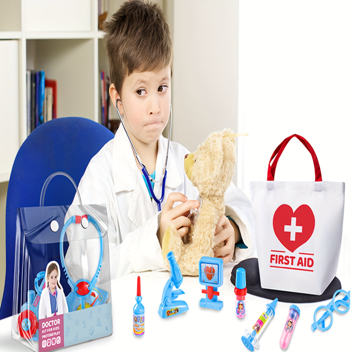 Kit de médico para niños pequeños de 3 a 5 años, 32 piezas de juegos de  simulación para dentistas, kit médico para niños con estetoscopio, regalo