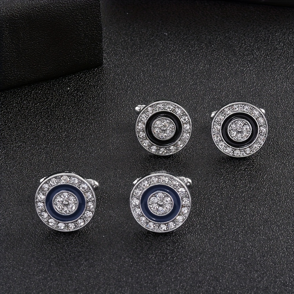 Rhinestone Round Cufflinks Suit Button Cufflinks Sleeves Shirt Studs