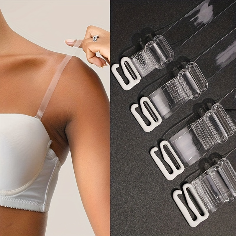 5 Pairs Clear Bra Straps Stainless Steel Hook Multiple Width Support  Transparent Removable Invisible Replacement Bra Shoulder Straps 