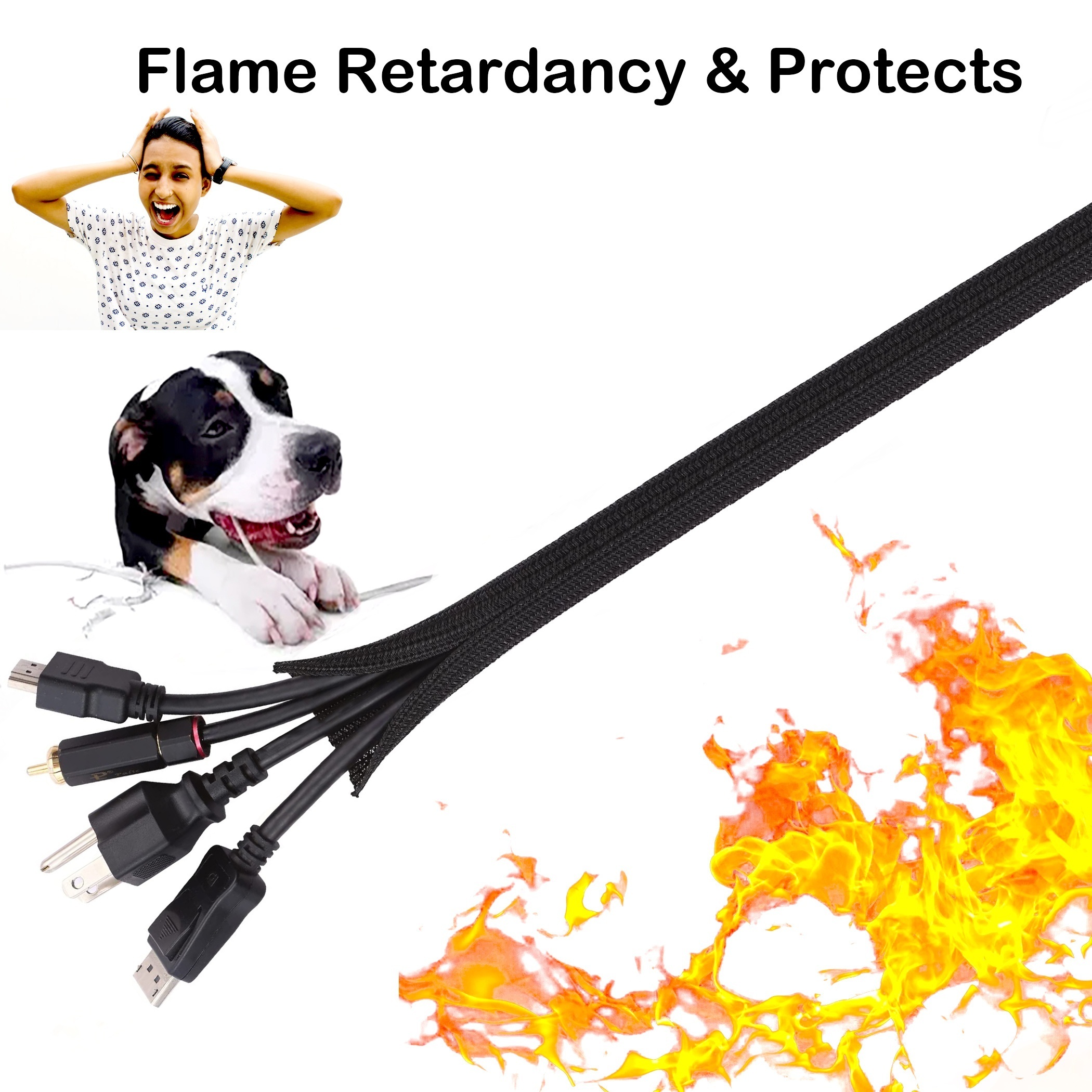 FR Flame Retardant PET Braided Cable Sleeving