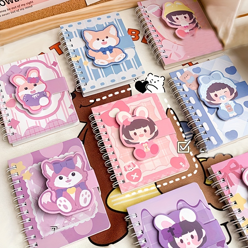 Cuaderno de diario kawaii, lindo cuaderno de bolsillo con estampado de  dibujos animados, papelería escolar estética para la vuelta a la escuela  (rosa)