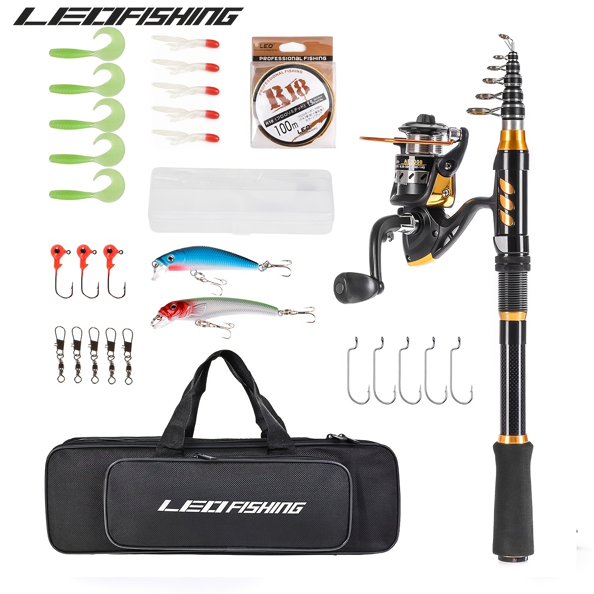 LEOFISHING Portable Telescopic Fishing Rod And Reel Combos Set, Carbon  Fiber Fishing Pole With Full Kits Carrier Bag For Beginner And Youth, For