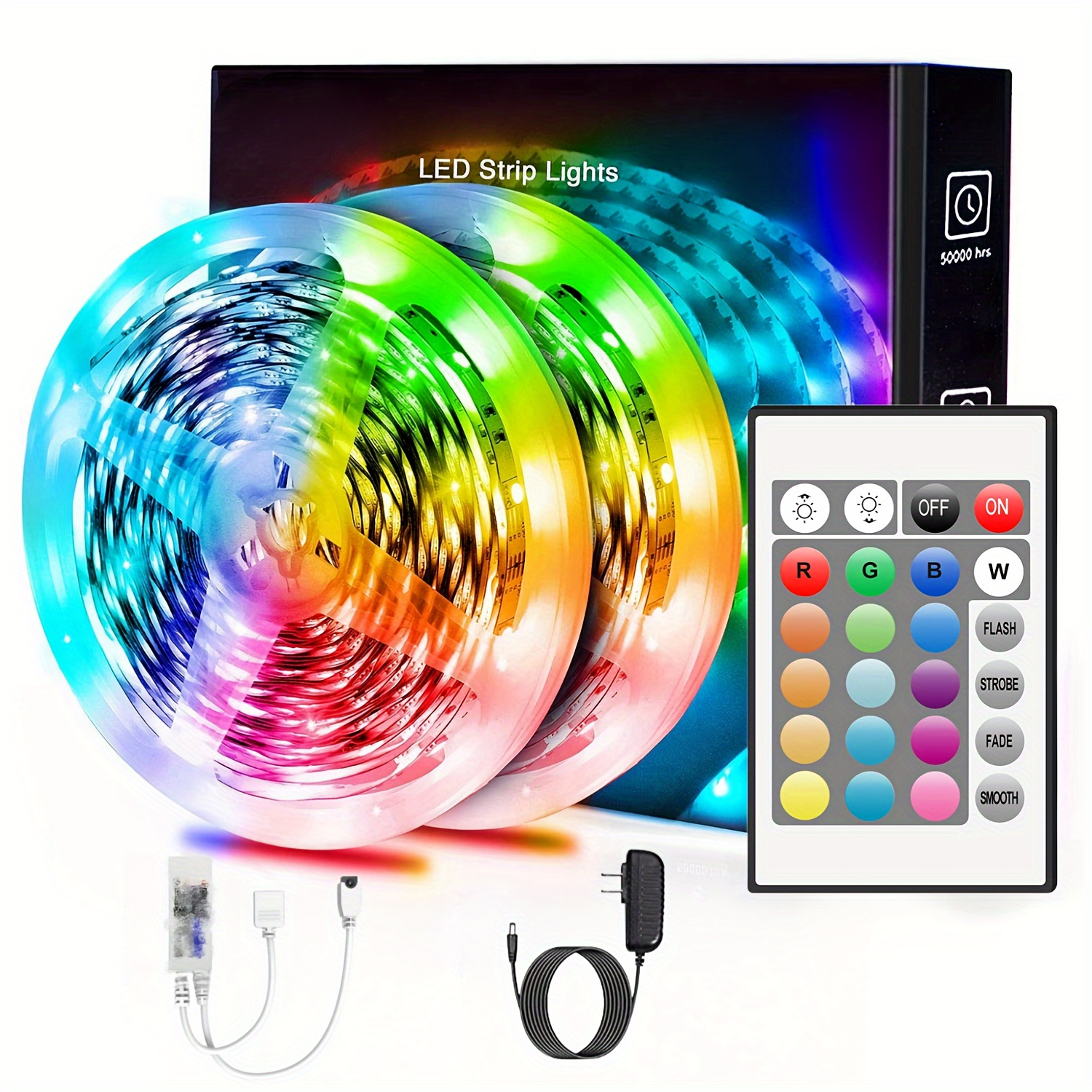 LED Light Strip, 16.4ft RGB LED Light Strip 5050 LED Tape Lights, Color  Changing LED Rope Lights with Remote for Home 