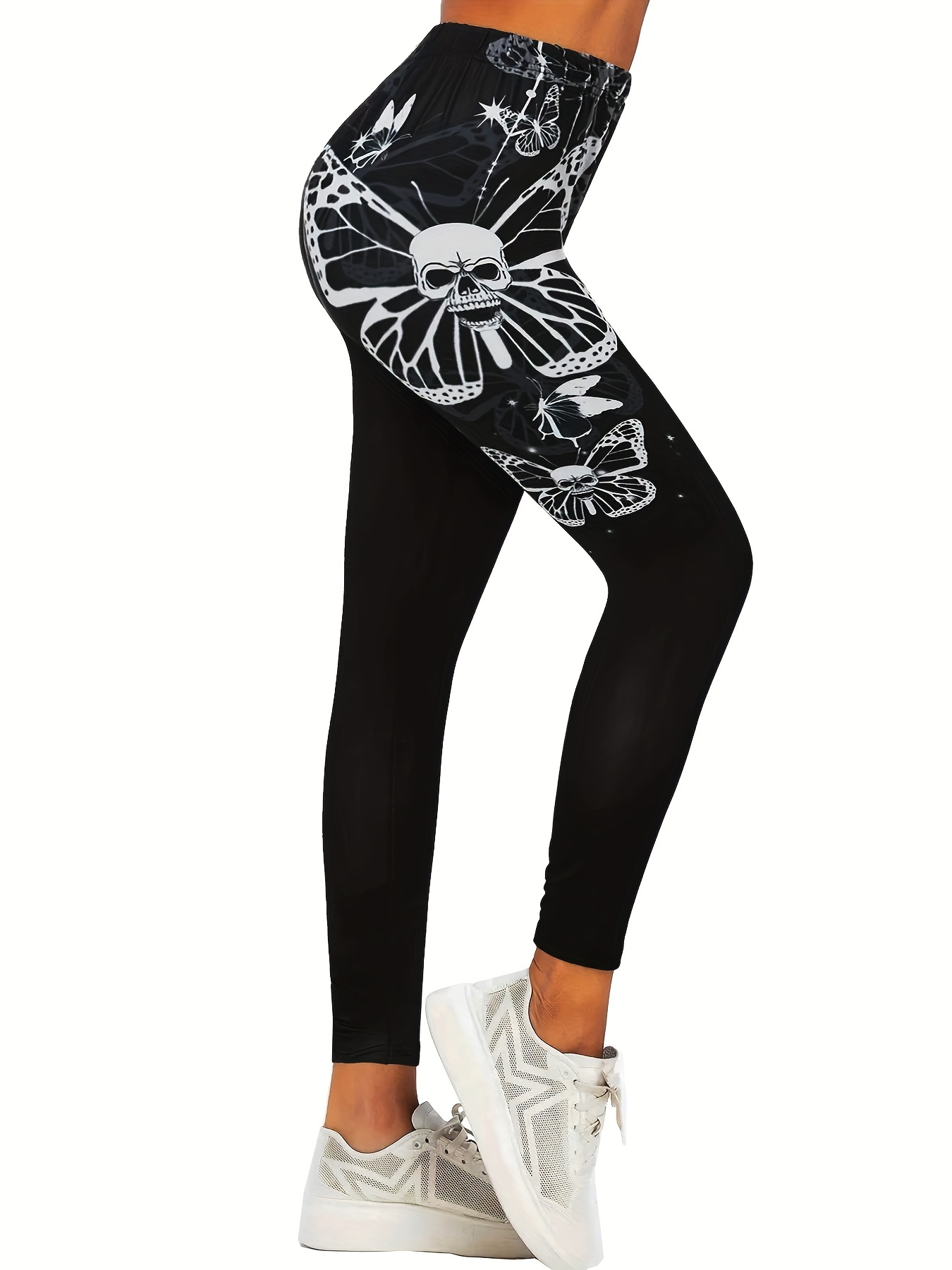 Butterfly Print Skinny Leggings Casual Every Day Stretchy - Temu Canada