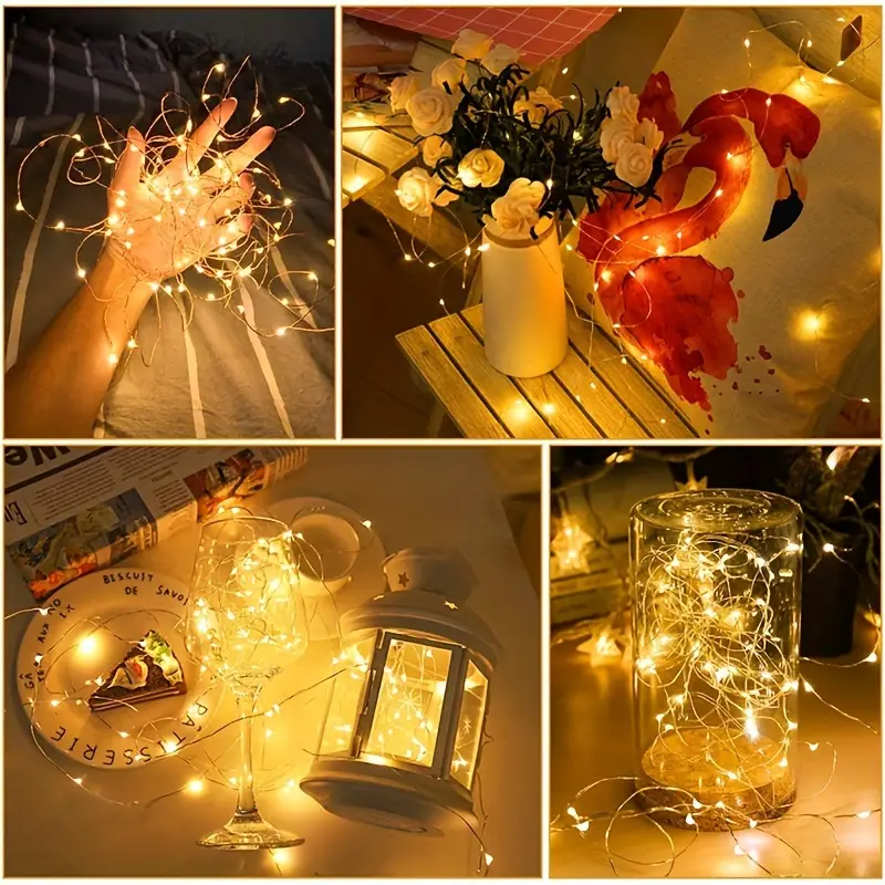 1pc led string lights warm white fairy lights button battery operated christmas lights diy wedding party decoration christmas string lights battery powered no plug details 7