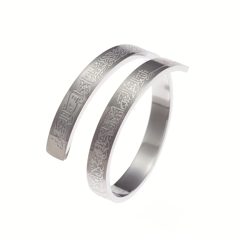 Fashion Wrap Ring Made Stainless Steel Carved Muslim - Temu