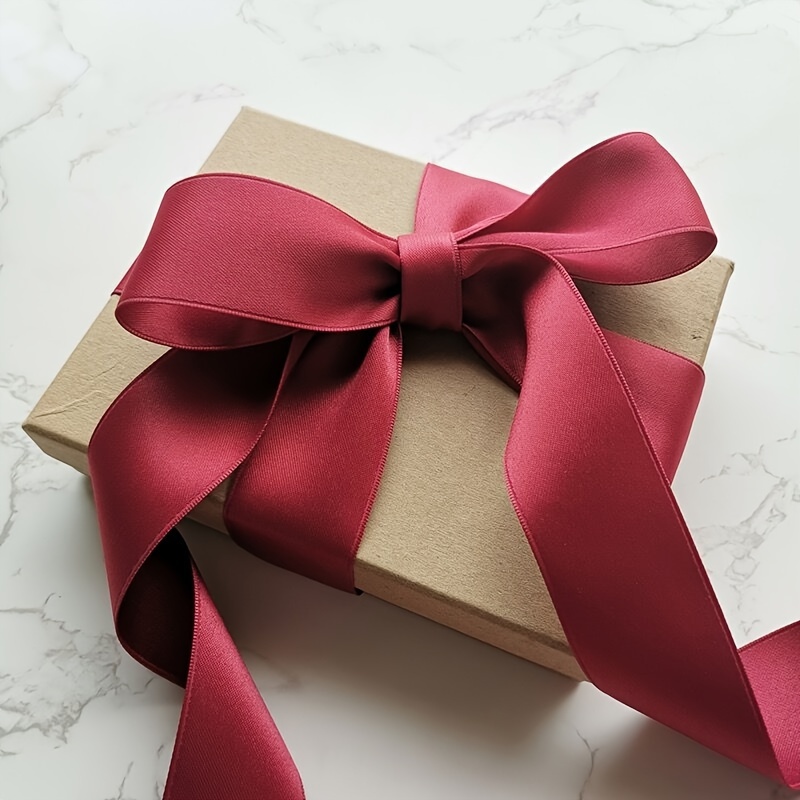

1pc 9 Yards Thick High-density Double-sided Polyester-cotton Ribbon Burgundy Champagne Color, Used For Gift Boxes And Packaging-jacquard Woven Polyester-cotton Ribbon With Colored Bow.