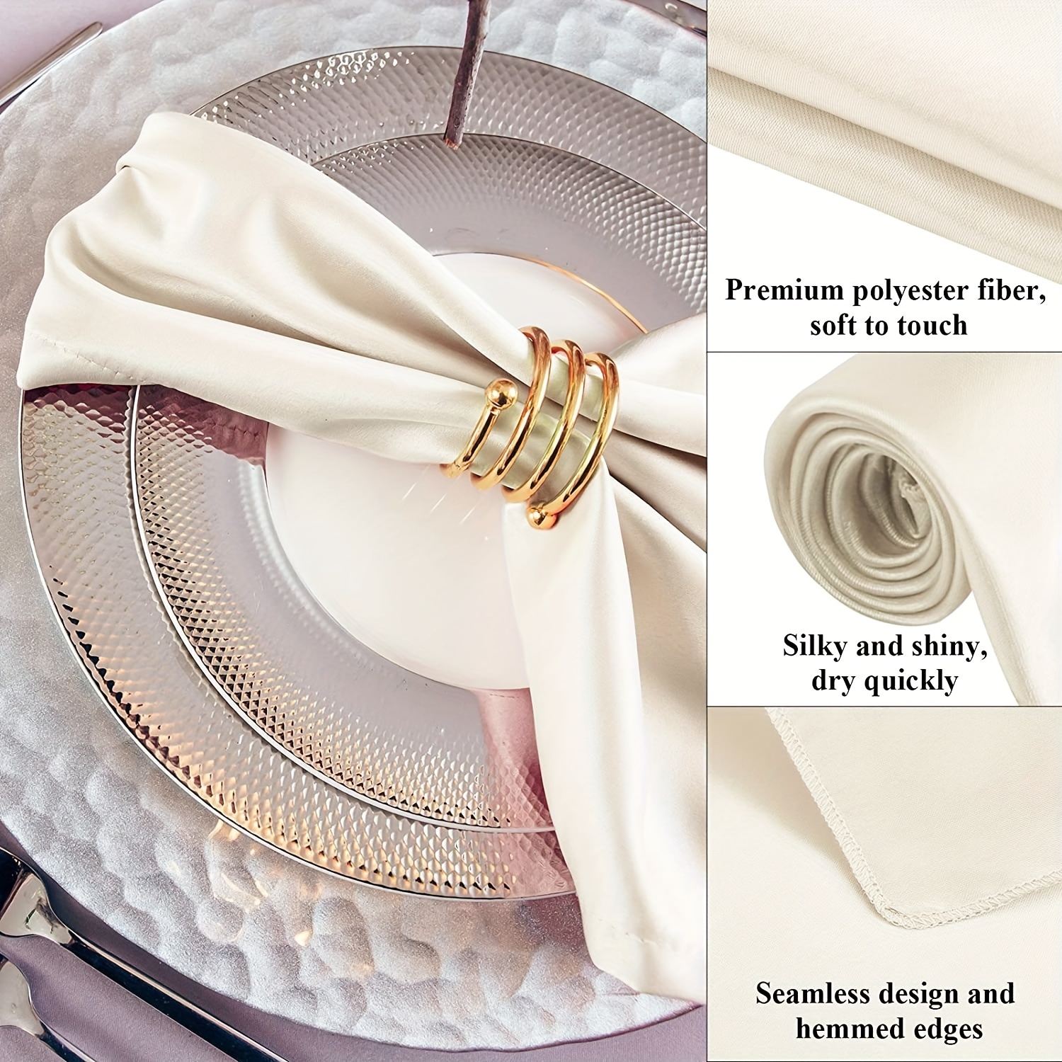 Cloth Napkins 100% Polyester Dinner Napkins With Hemmed - Temu