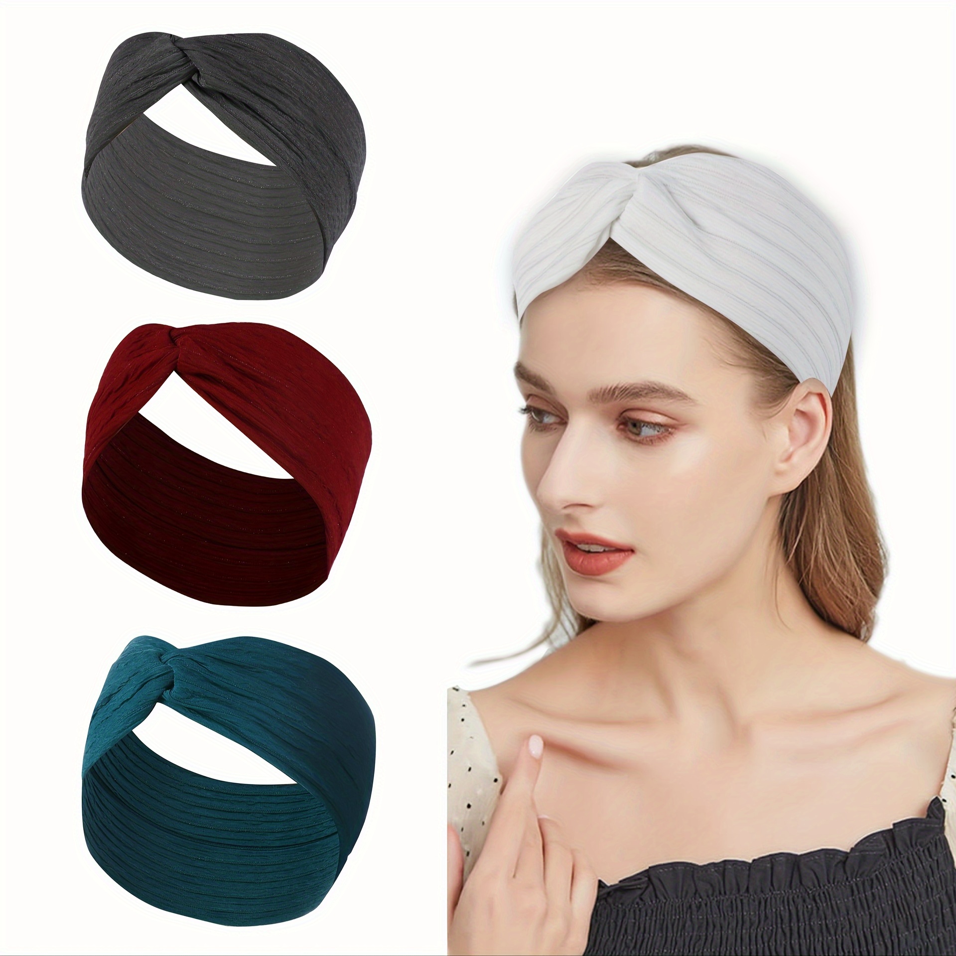 Women's Cross Knot Sports Headband Solid Color Moisture - Temu Israel