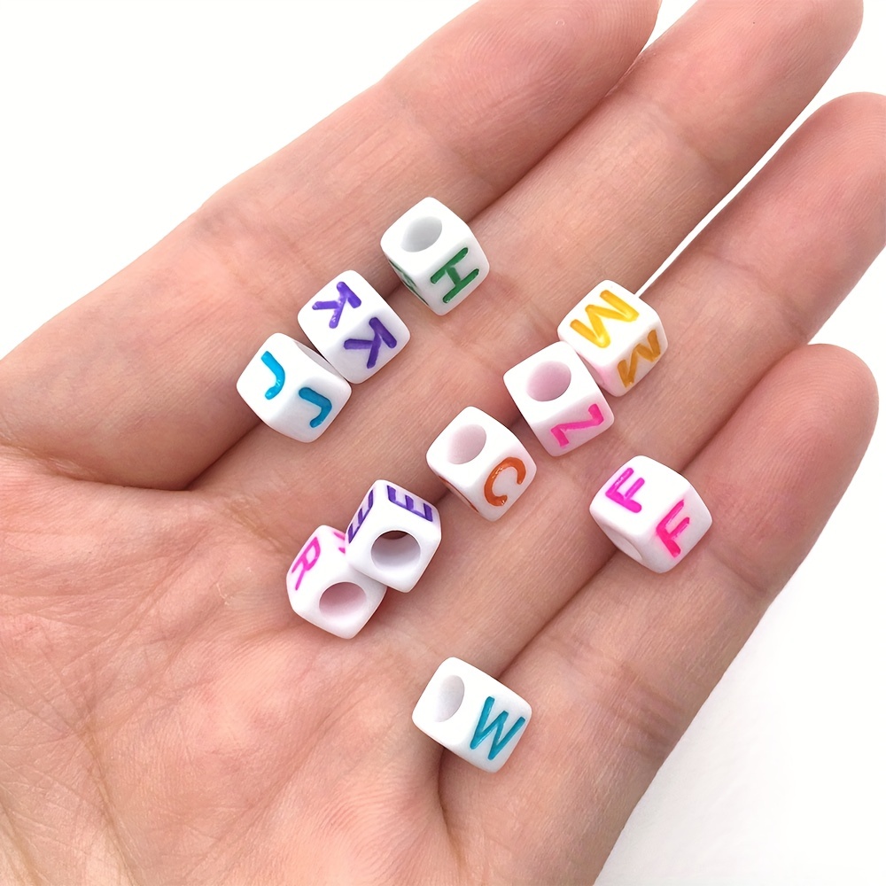 Color Square 26 English Alphabet Beads Mixed Acrylic Beads - Temu