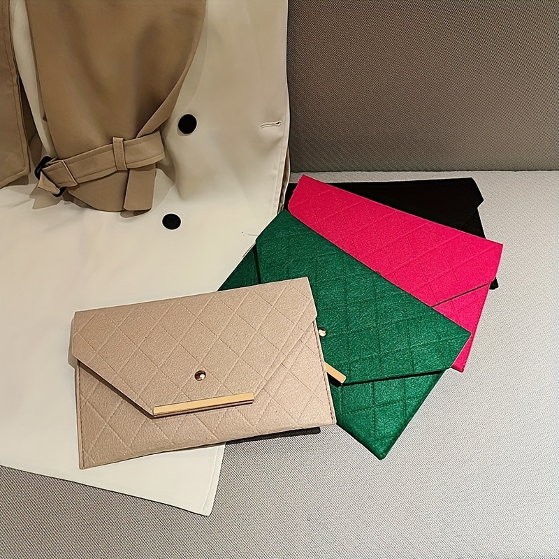 Two Tone Snap Button Flap Square Bag Minimalist Hand Envelope