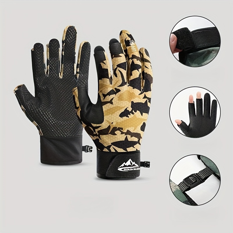 Breathable Three Fingerless Camouflage Fishing Gloves - Temu