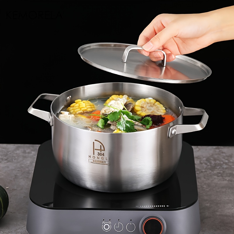 1pc Stainless Steel Twin Divided Double Pot Hotpot Gas Stove Soup Cooking  Pot - Home & Kitchen - Temu Germany