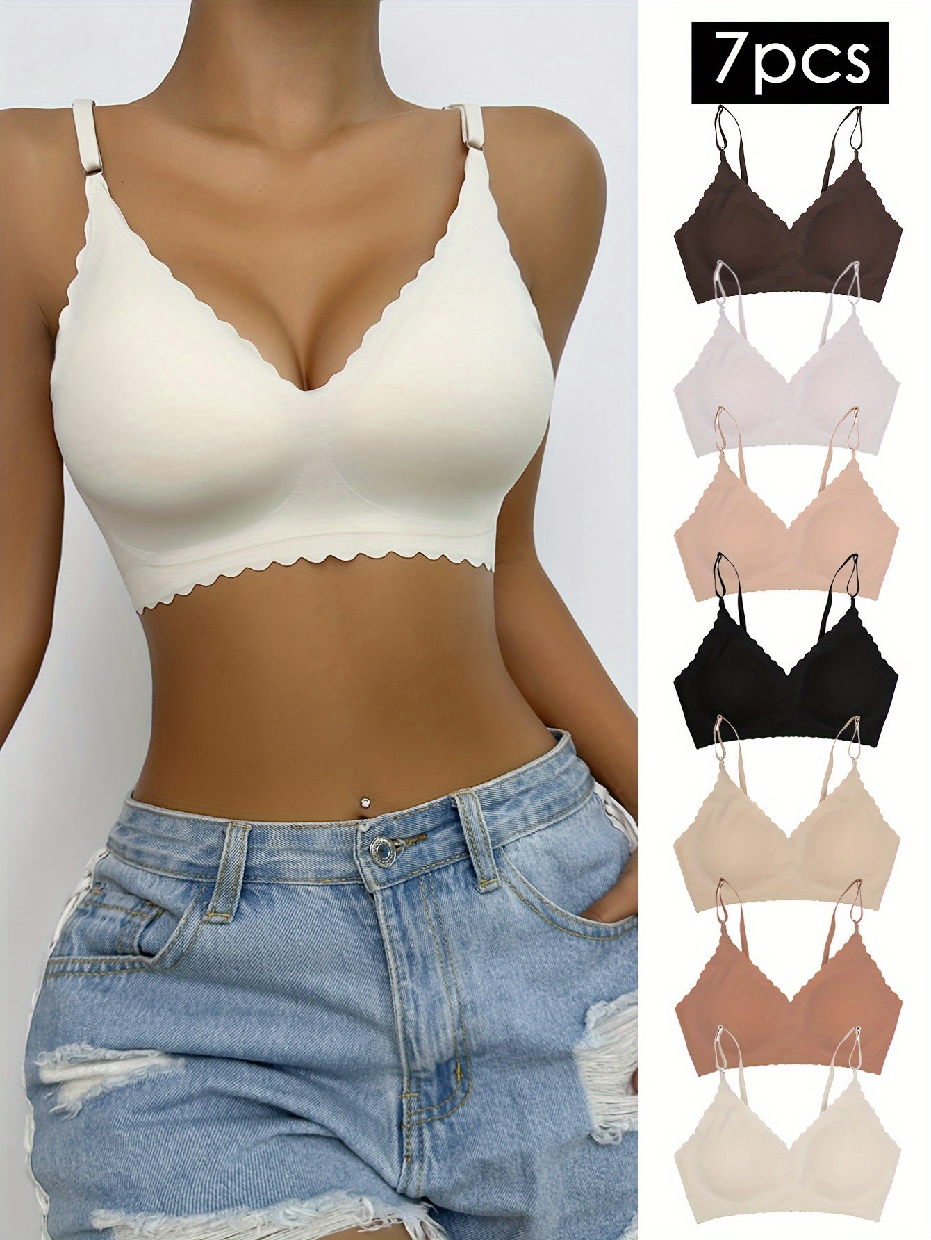 Girl's Ribbed Lingerie Solid Color Bra Padded Cami Top Comfy - Temu