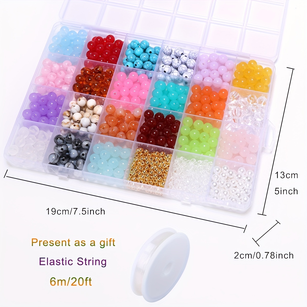 DIY 9grid/box Casual Acrylic Beads Assortment Lake Blue Beads Small Love  Shape Loose Beads With Cord For Handmade Bracelets Necklace Jewelry Making