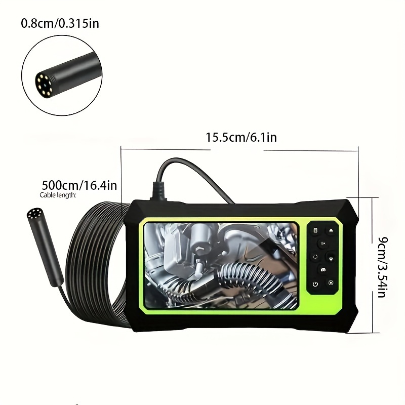 Industrial Endoscope, 1080P HD Digital Borescope Inspection Camera with 8mm  IP67 Waterproof Camera, Sewer Camera with 2.8 IPS Screen, 16.5FT