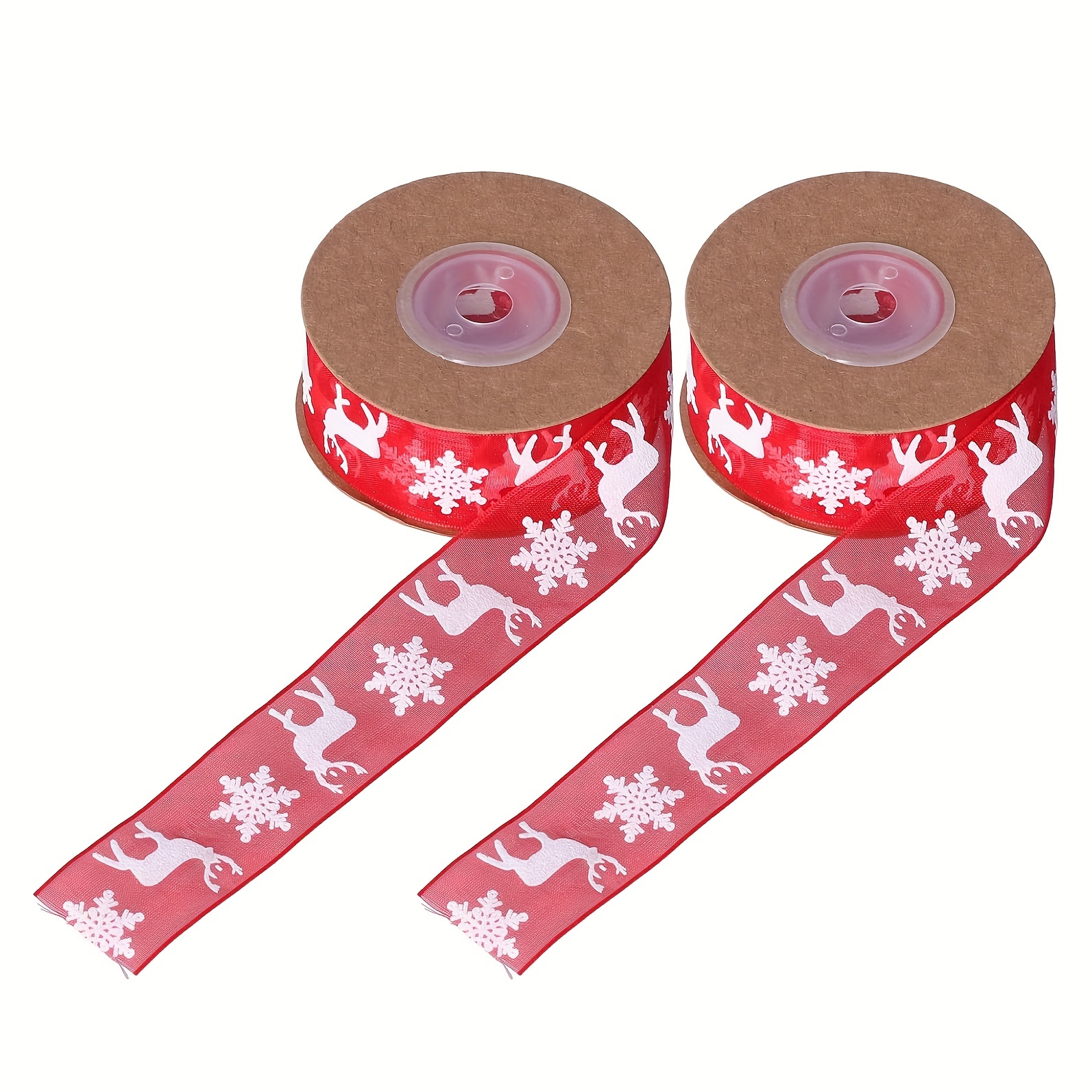 Christmas Ribbons Red Grosgrain Ribbon With Snowflake Deer - Temu