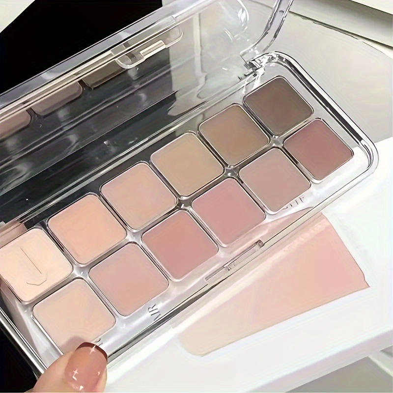 12 color Eyeshadow Palette Cement Gray Nude Brown Milk Tea - Temu