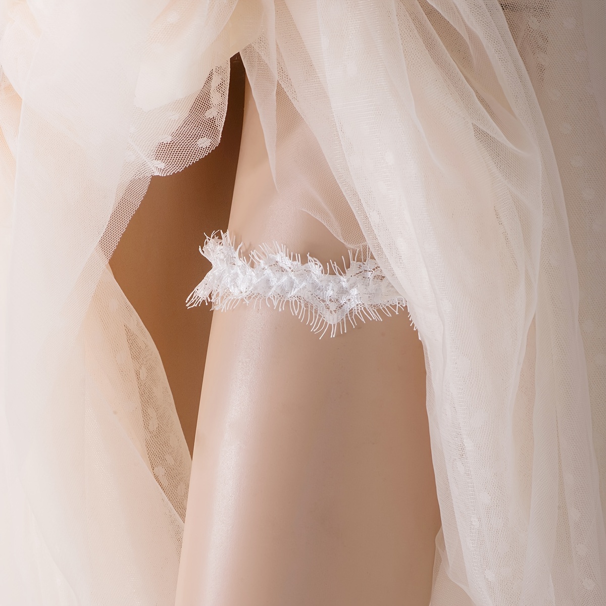White Lace Garter Belt Inlaid Crystal Flower Elastic Legs - Temu