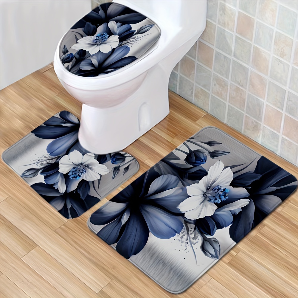 1 pezzo Tappetino da bagno assorbente con motivo floreale, tappeto da bagno  antiscivolo in poliestere per bagno