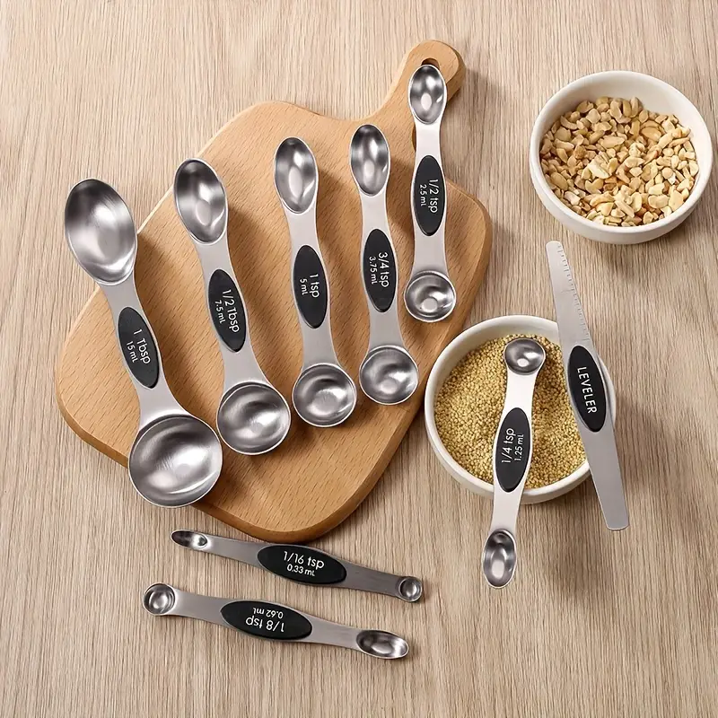 Double-sided Measuring Spoons, Stainless Steel Magnetic Measuring Spoons,  Calibration Measuring Spoons, For Dry And Liquid Ingredient, Kitchen  Gadgets, Kitchen Stuff, Kitchen Accessories, Home Kitchen Items - Temu