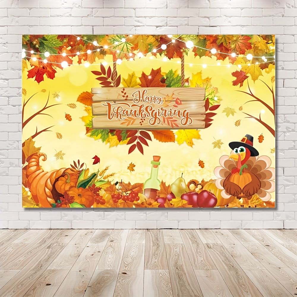 Friendsgiving Backdrop Banner Fall Pumpkin Turkey Thanksgiving Festival  Holiday Photography Background Wall Decoration