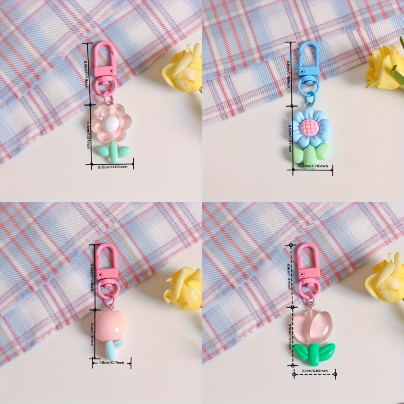 Cute Tulip Flower Keychain Kawaii Resin Key Chain Ring Purse - Temu