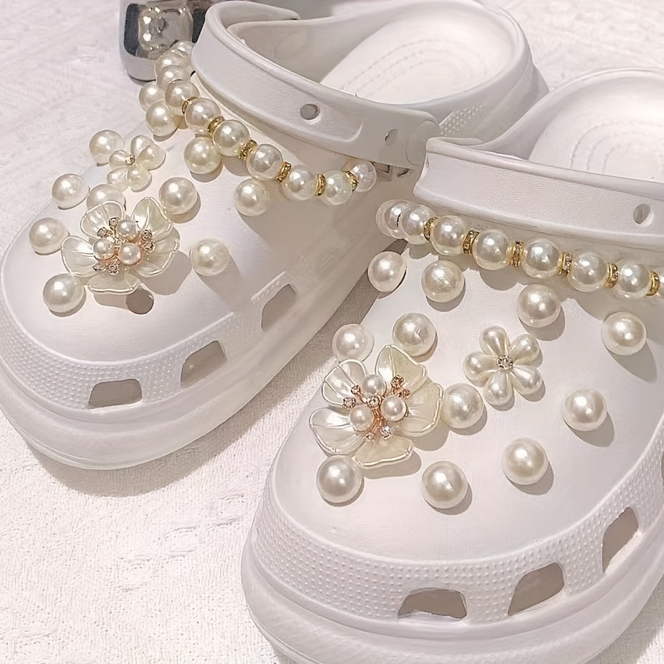 Artificial Pearl Shoe Charms For Girl Women Bling Croc - Temu