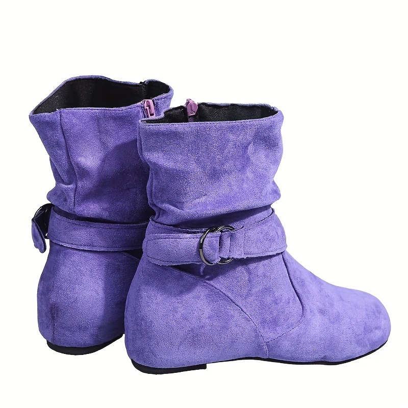 Flat purple suede clearance boots