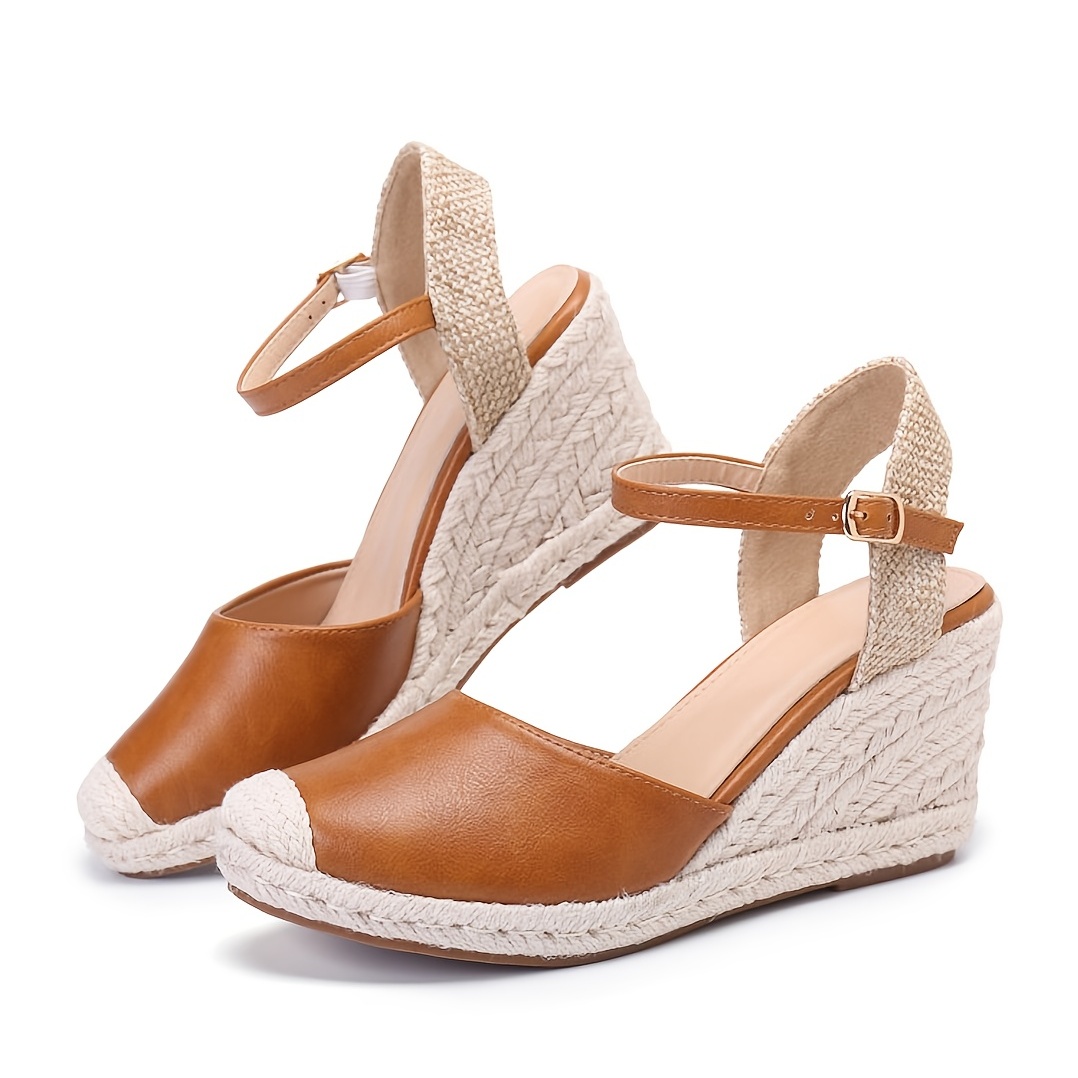 Womens Espadrille Closed Toe Wedge Sandals Retro Ankle Temu Canada 8342