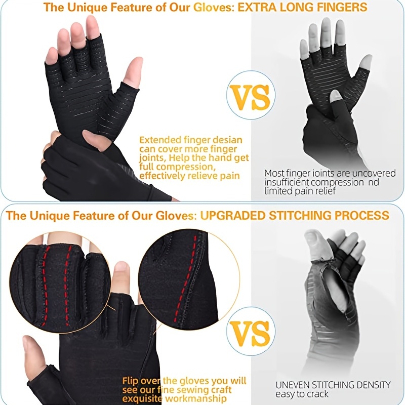 Fingerless Copper Arthritis Gloves with High Copper Content