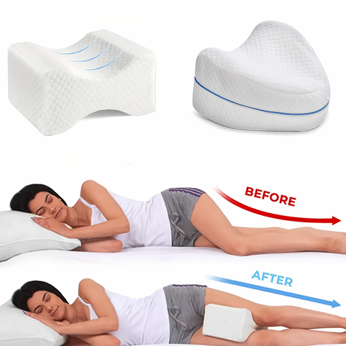 Knee Pillow For Sleeping On Side, Orthopedic Leg Pillow, Helps  Circulation & Alignment, For Sciatica Nerve Relief, Back, Knee, Hip, Neck,  Joint Pai