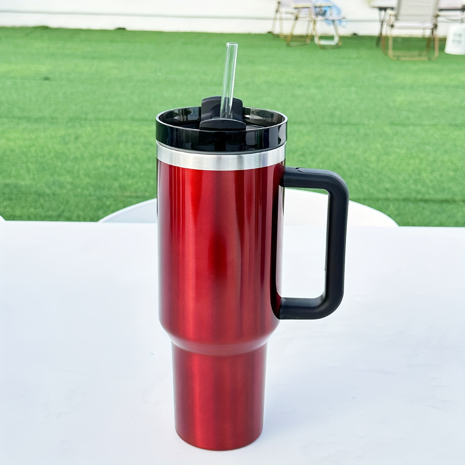 Stainless Steel Tumbler With Lid & Straw, Insulated Water Bottle