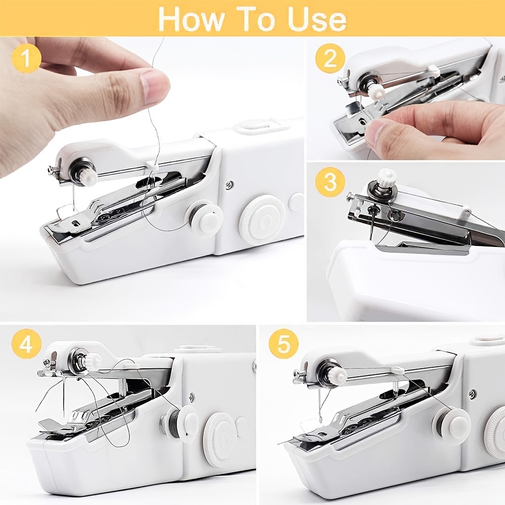 Handheld Sewing Machine, Portable Mini Sewing Machine, sewing machine for  beginners, Hand Cordless Sewing Machine Quick Repairing for Fabric Clothing  Kids Cloth Pet Clothes, Suitable for Travel Use : : Arts 