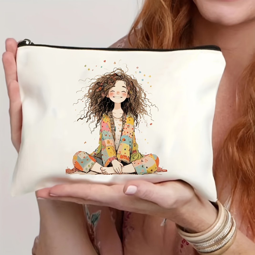 Cute Girl Makeup Bag Zipper Bag, Cosmetics Makeup Case, Female Friend, Girl Mother, Birthday, Graduation