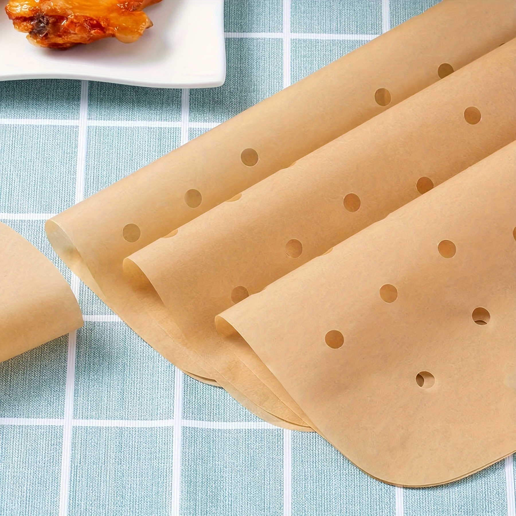 200pcs 8.5 Inch Air Fryer Parchment Paper Liners,square Perforated  Parchment Paper For Air Fryer,steaming Basket,baking,ovening