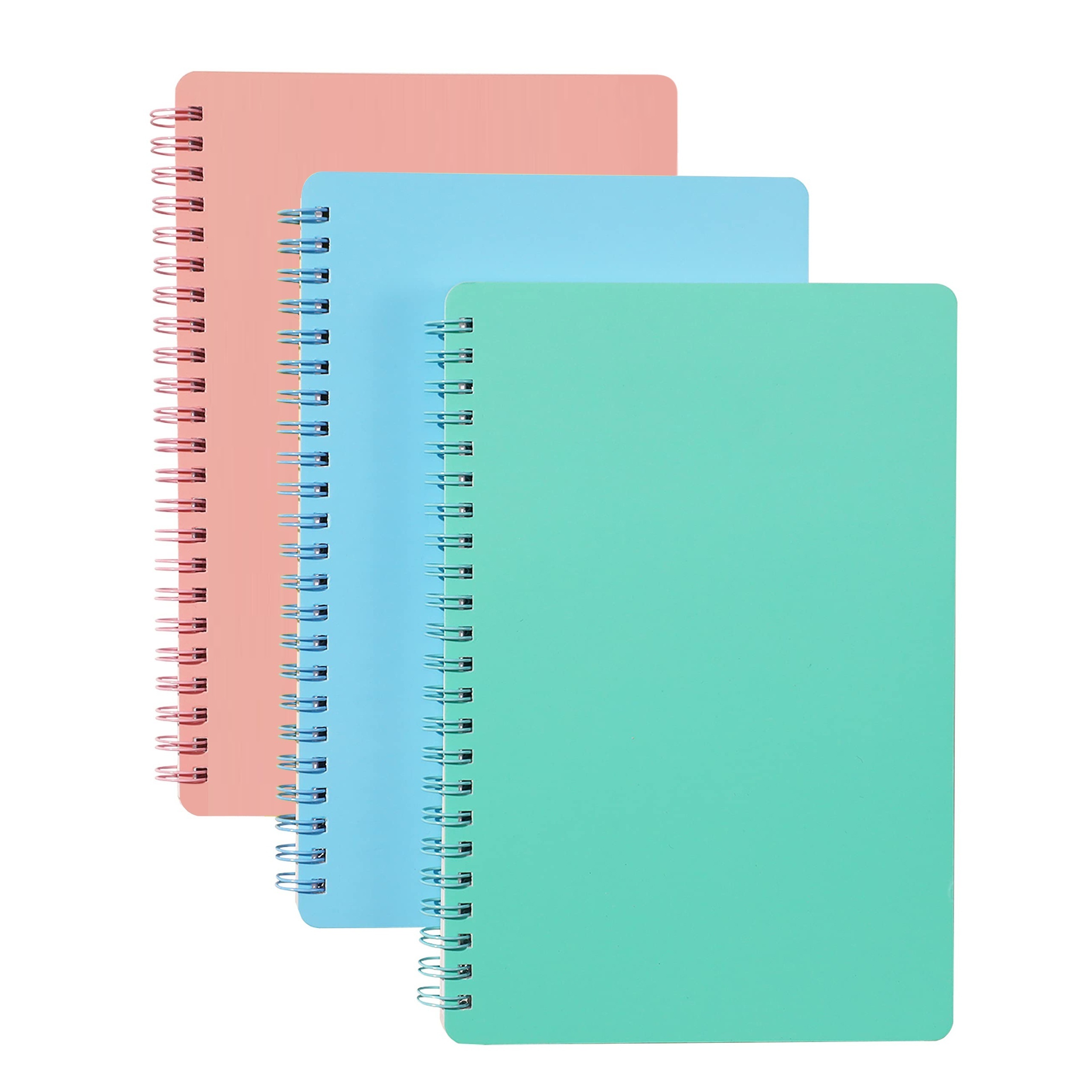 Journal de cahier à spirale, carnet de croquis à reliure spirale, bloc-notes,  planificateur de mémo, (4 pièces, pages lignées)