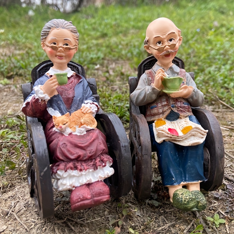 

1pc Elderly Couple Figurines: The Perfect Grandparent Gift For Birthdays & Home/garden Decorations