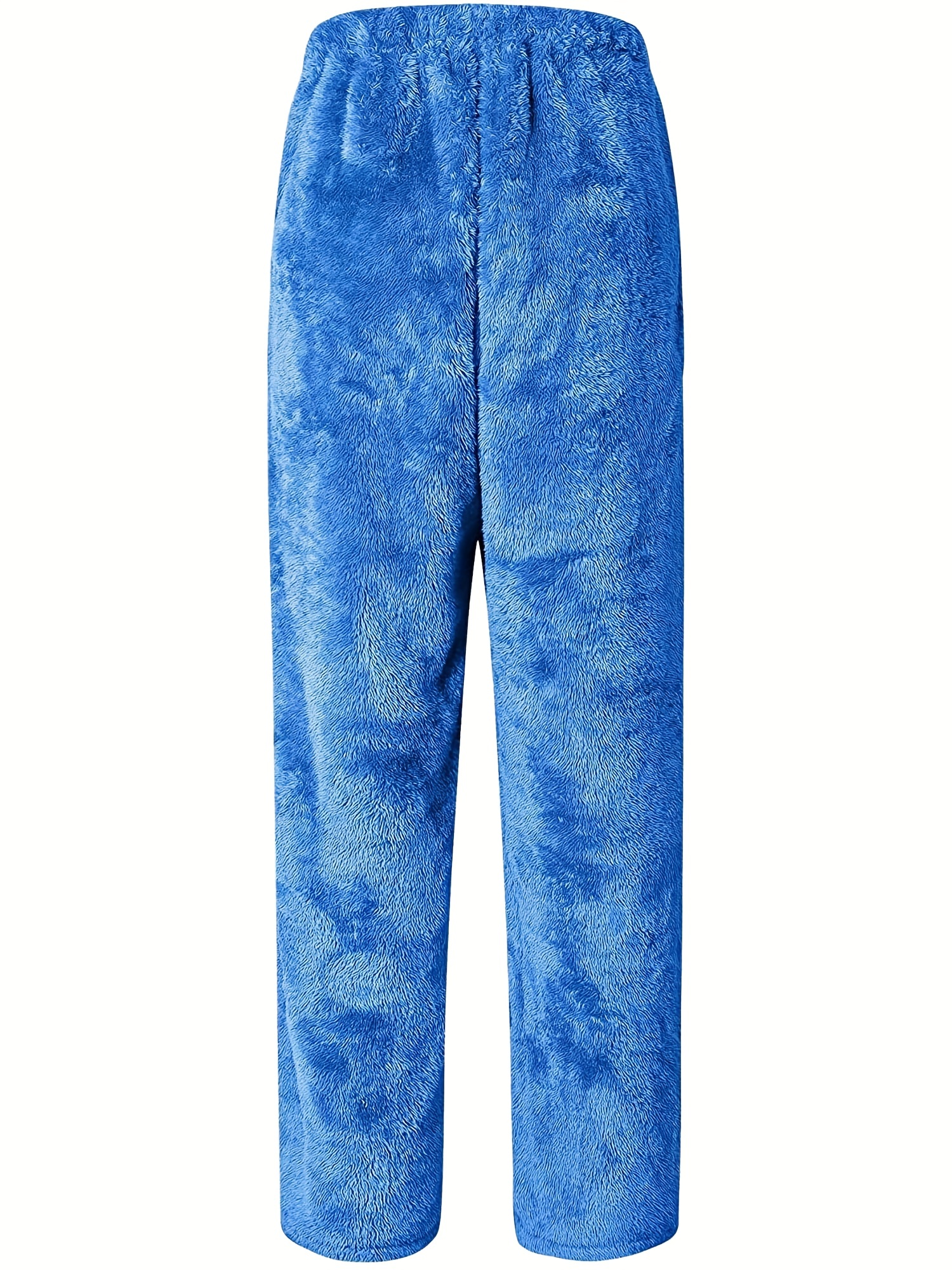 WIDE LEG PLUSH PANTS - Light blue