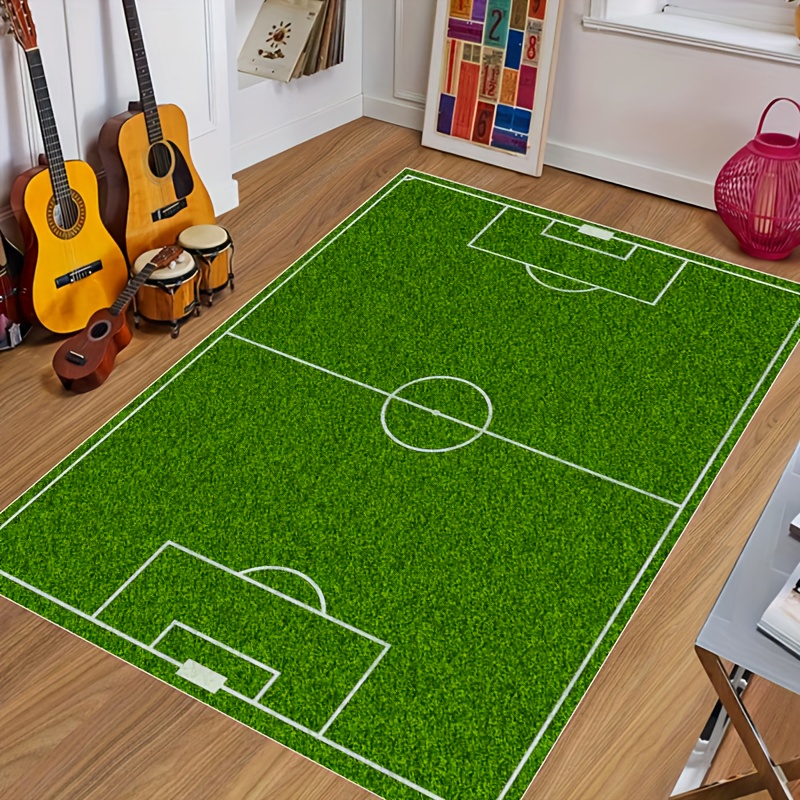 Alfombra de campo de fútbol, alfombra de fútbol de césped verde, adecuada  para habitación de niños, alfombra pequeña para niños y niñas, habitación  de