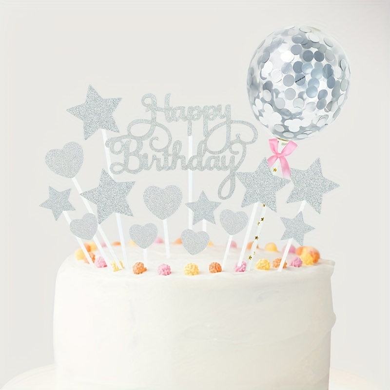 Happy Birthday Cake Topper Rose Golden Star Balloon Cake - Temu