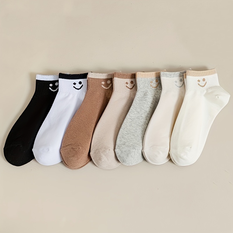 Cute Smiling Print Socks Comfy Soft Crew Sports Socks - Temu United Arab  Emirates
