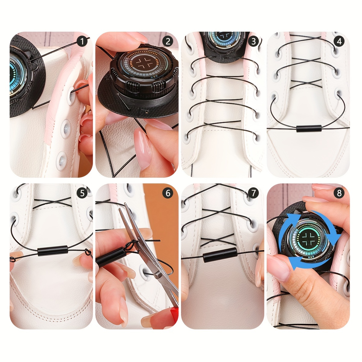 1Pair No Tie Shoelaces, Rotating Button Shoe Laces Kit For Women & Men