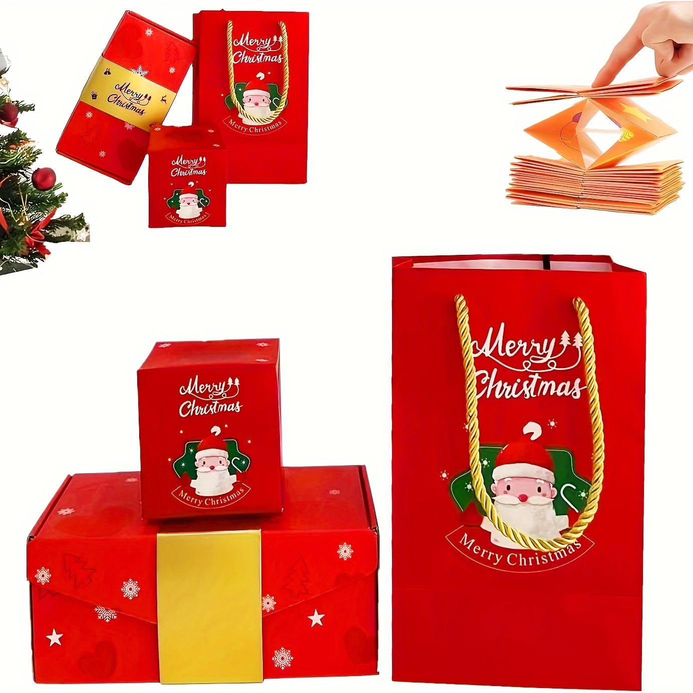  Caja de Navidad sorpresa, juego único de cajas de regalo rojas,  caja de regalo sorpresa explosionn bonita caja creativa explosiva cajas de  rebote para regalo de Navidad, vacaciones, cumpleaños, Acción de