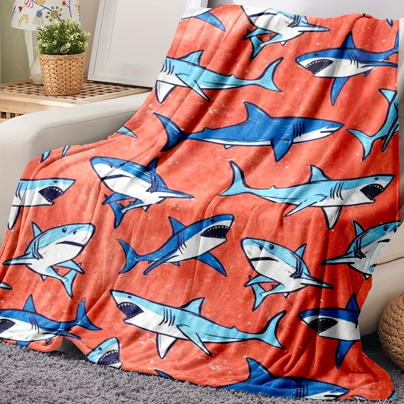 Shark Blanket Super Soft Cozy Flannel Wearable Blanket - Temu